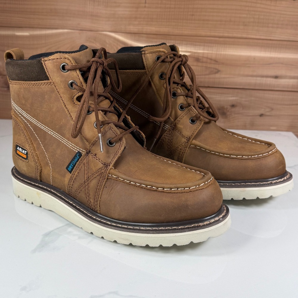 Ariat Rebar Wedge‎ Distressed Brown Moc Toe 6" Waterproof  Work Boot Women's 9 B - Picture 7 of 16